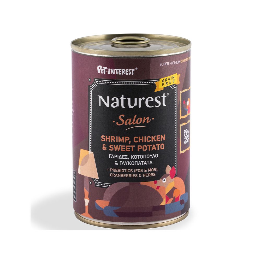 Pet Interest Naturest Salon Shrimps Chicken and Sweet Potato Canned Dog Food - 400 g - Pet - Kuwait