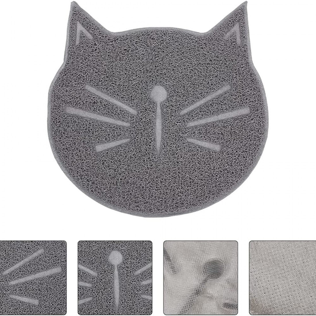 Pet Food Bowl Mat with Cat Face - Grey - Pet - Kuwait