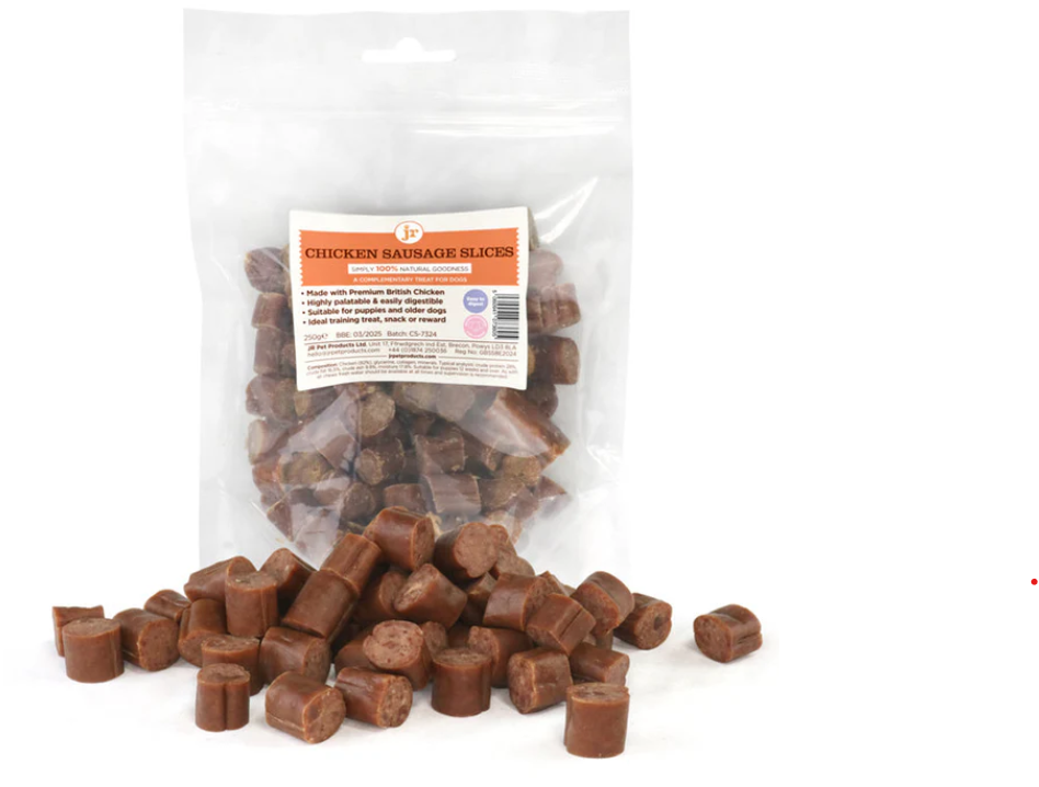 سجق الدجاج البريطاني المقطع شرائح الدجاج 250 جم - JR Pet Products - الكويت