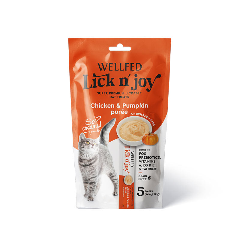 WELLFED LICK N’ JOY CHICKEN & PUMPKIN (5*14gr) 70gr - WELLFED - Kuwait