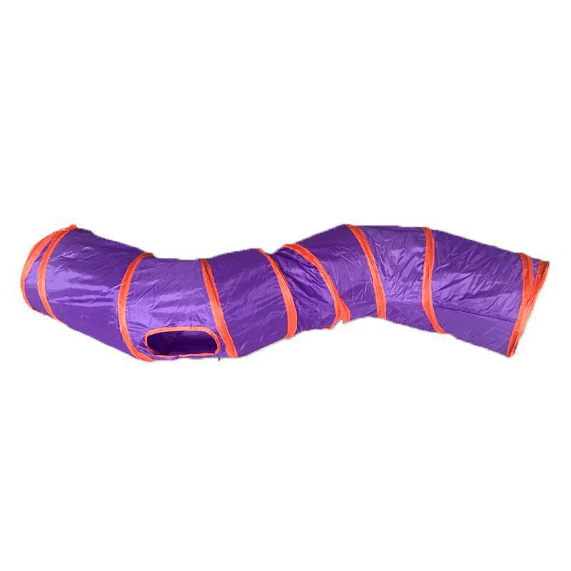 Foldable Cat Tunnel Toy - Orange/Purple Color