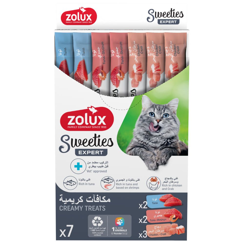 Sweeties Creamy Stick for Cats, Mixed of Tuna, Crabs & Shrimp, 7 pcs/box
