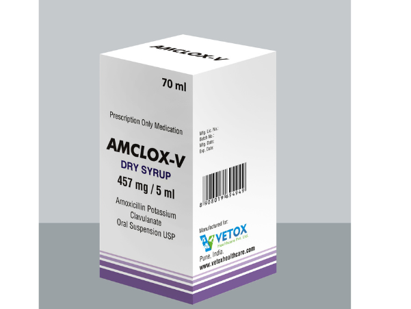 AMCLOX-V Amoxicillin 400 MG + Potassium Clavulanate 57 MG Oral Suspension 70ml