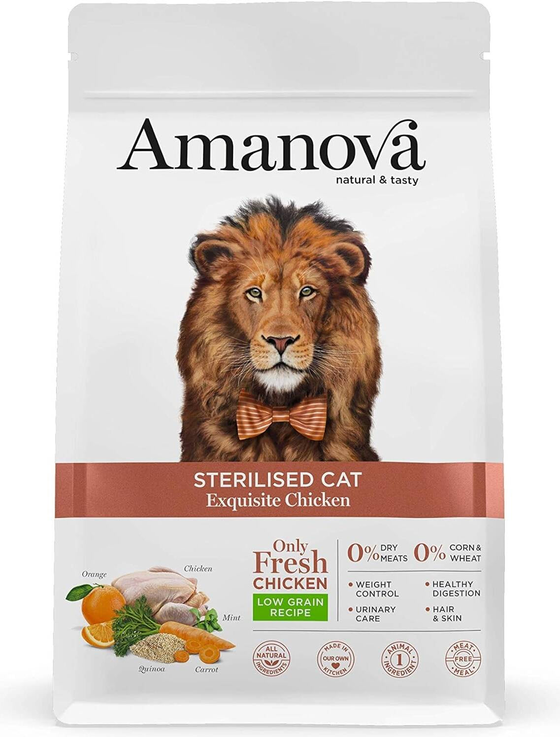 امانوفا للقطط البالغة المعقمة دجاج معقم - طعام جاف للقطط - 1.5 كجم