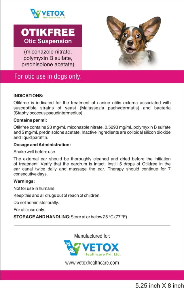 OTIKFREE Otic Suspension For Dogs, Drops