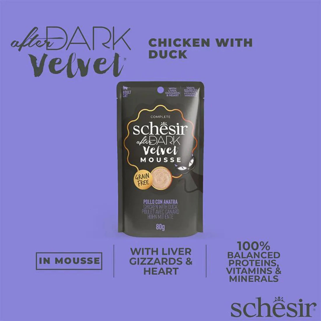 Schesir -Pouch After Dark Chicken & Duck In Mousse 80g