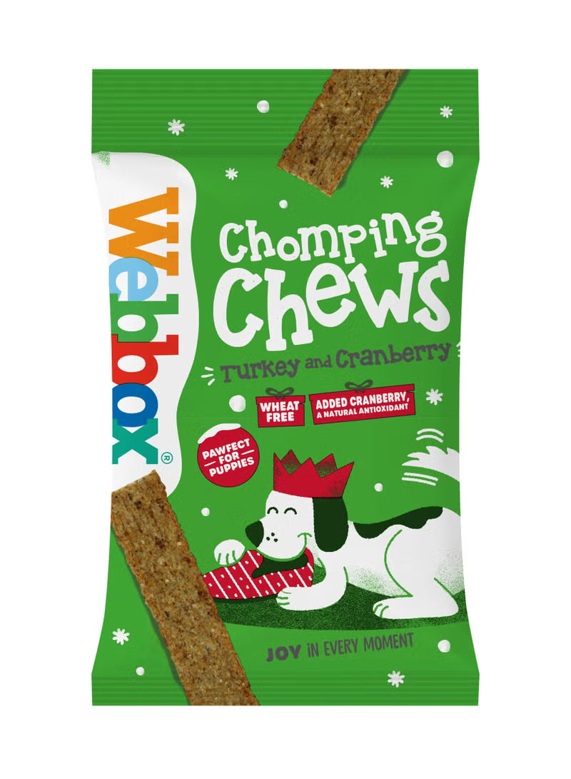 Christmas Dog Chomping Chews Turkey And Cranberry