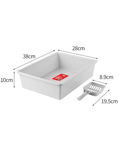 Cat Litter Tray with Scoop White Medium 38 x 28 x 10 cm