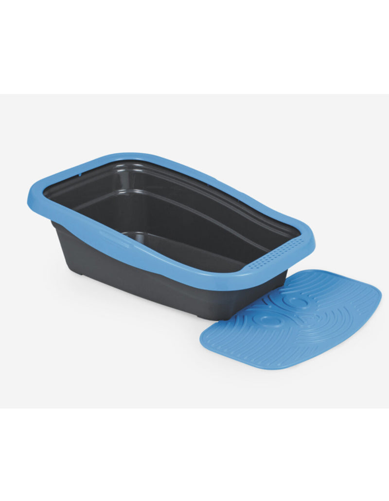 Nella Kit Cat Litter Tray with Mat - 80 x 36.5 x 18 cm/Blue