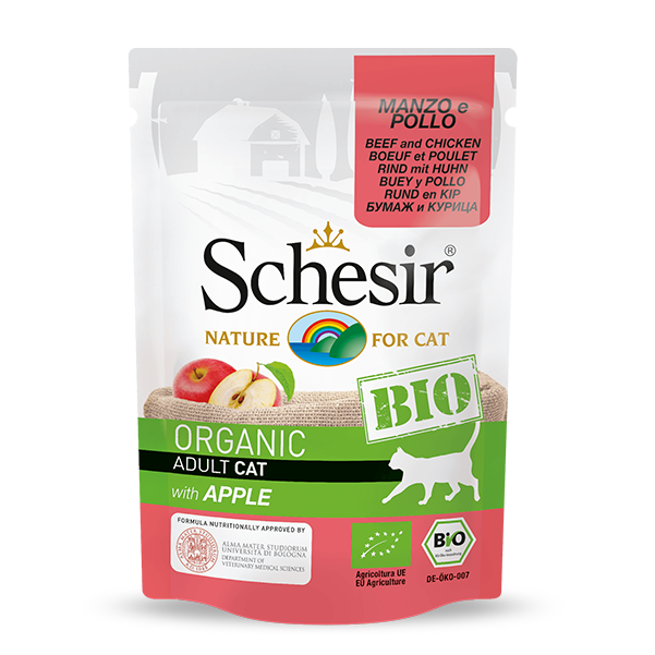 Schesir Organic Beef and Chicken with Apple Wet Cat Food, 85g - Schesir - Kuwait