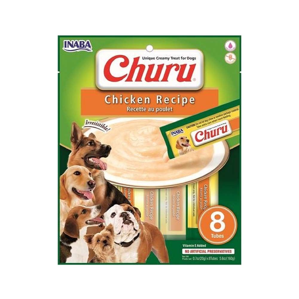 Inaba Churu Chicken Recipe Dog Treats 8 Tubes, 160g - Inaba - Kuwait