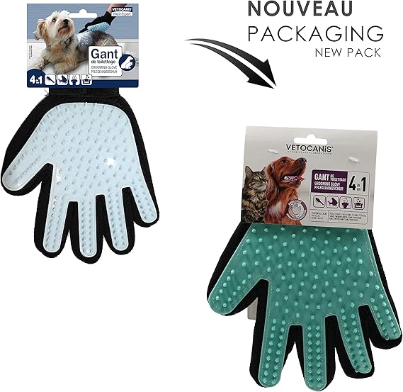 VETOCANIS 4-in-1 Silicone Grooming Glove for Dogs and Cats