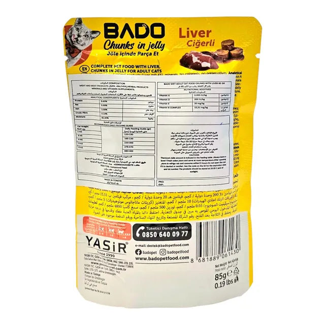 BADO WET ADULT CAT FOOD CHUNKS WITH LIVER 85 GR