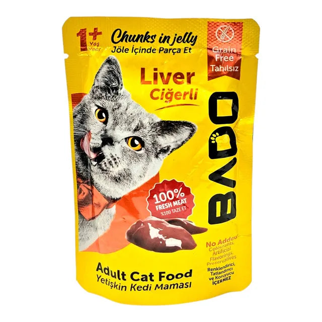 BADO WET ADULT CAT FOOD CHUNKS WITH LIVER 85 GR