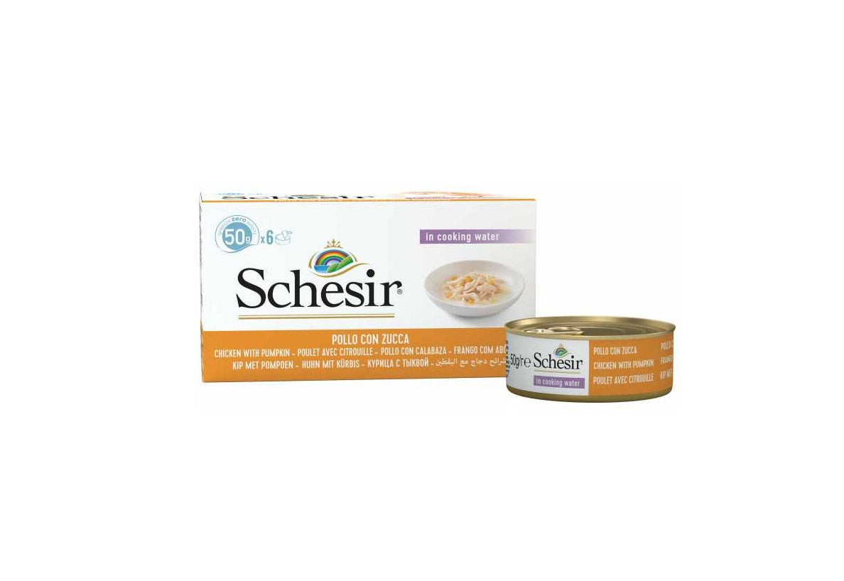 Schesir Wet cat food – Natural Chicken Fillets with Pumpkin, 6x50g multipack - Schesir - Kuwait