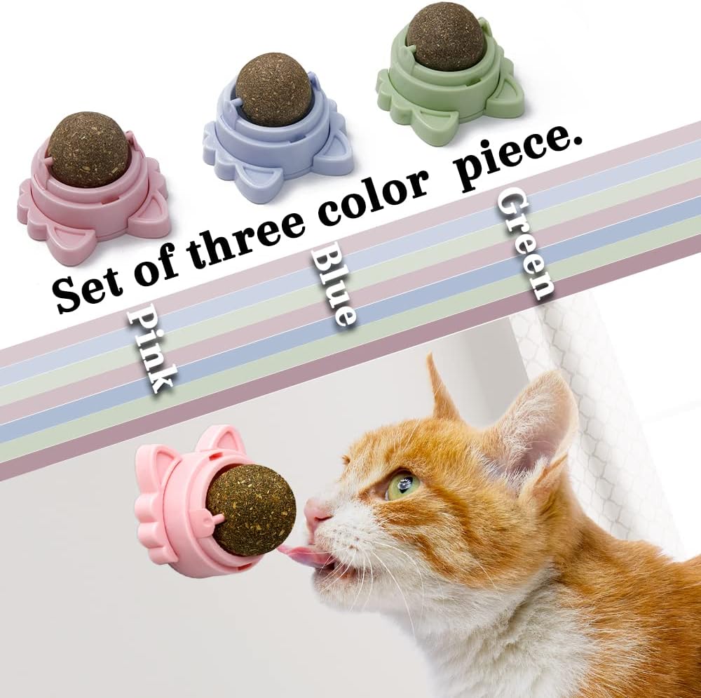 Catnip Ball Self-Adhesive Cartoon Cat Toy For Pet Playtime - Catnip - Kuwait