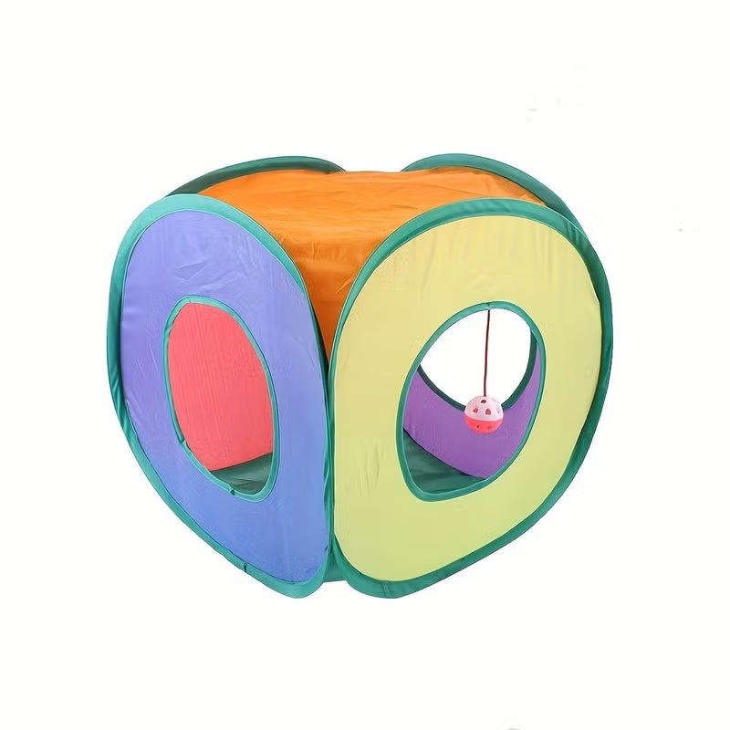 Foldable Rainbow Cat Tunnel Square Pet Play Tent Outdoor Toy For Kittens Fun Exercise