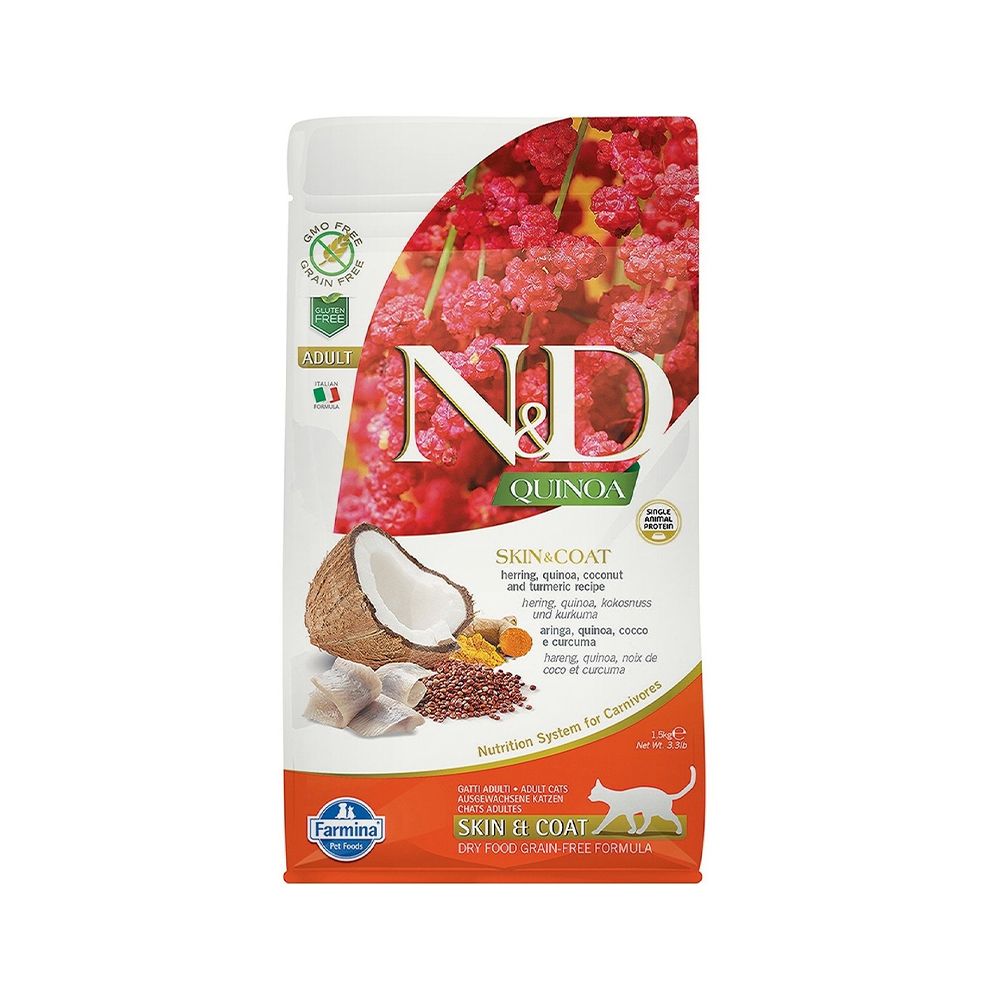 Farmina N&D Quinoa Skin & Coat Herring Dry Cat Food - 1.5 Kg - Farmina - Kuwait