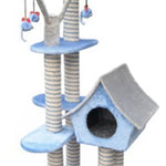 Fauna Blue SAGRADA Cat Scratching Pole Blue LWH 54x36x128cm