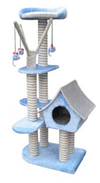 Fauna Blue SAGRADA Cat Scratching Pole Blue LWH 54x36x128cm