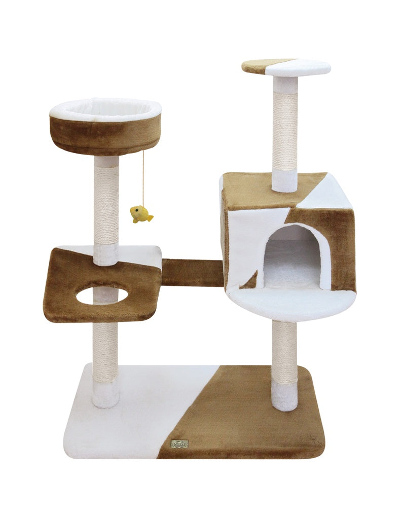 Fauna Camila Cat Pole, Brown-White, 74L x 40W x 105H cm