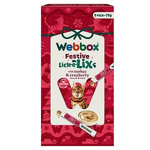 Webbox Lick-e-Lix Turkey & Cranberry Cat Treats- 5 Pack, 75g