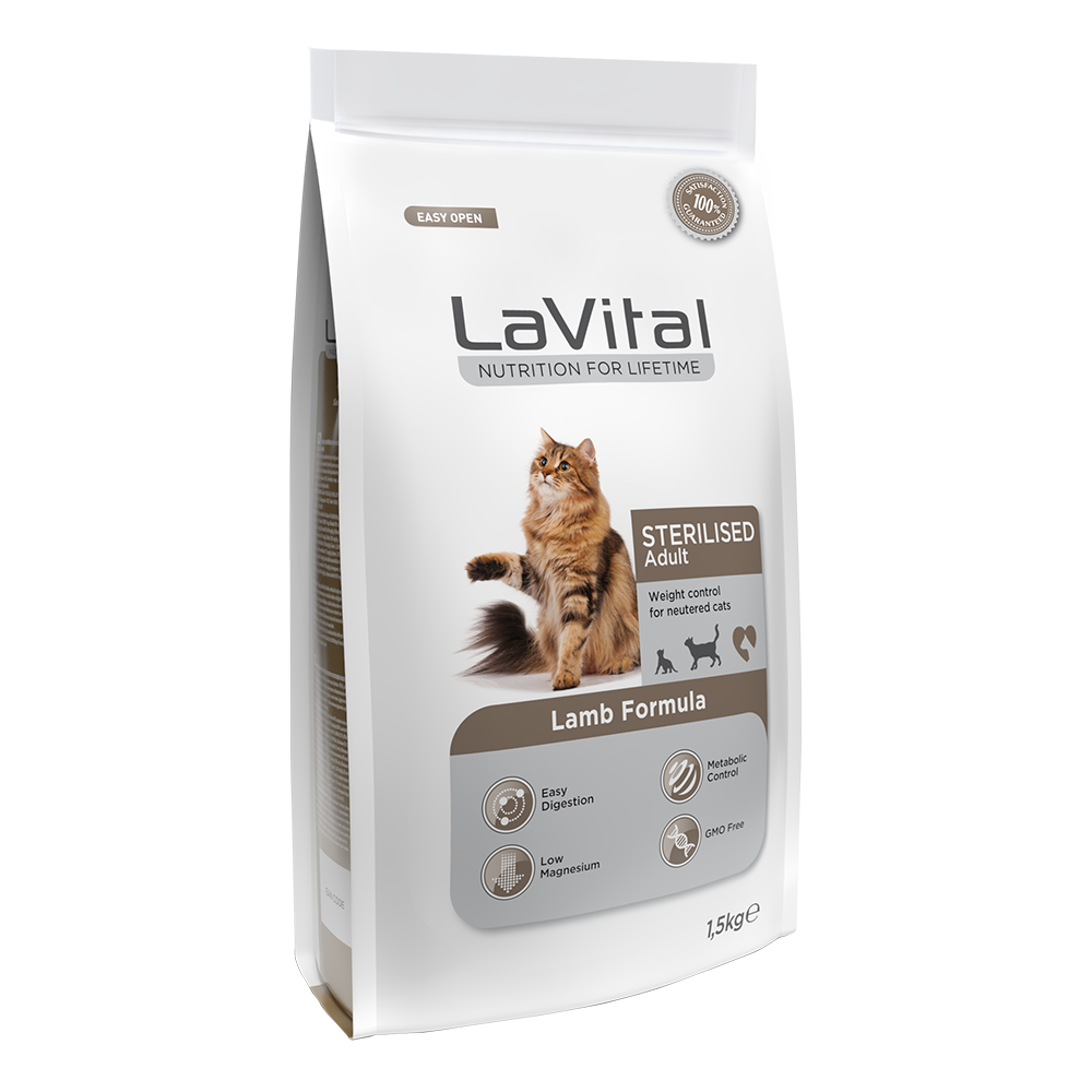 Lavital Sterilized Cat Adult Lamb Formula, 1.5Kg