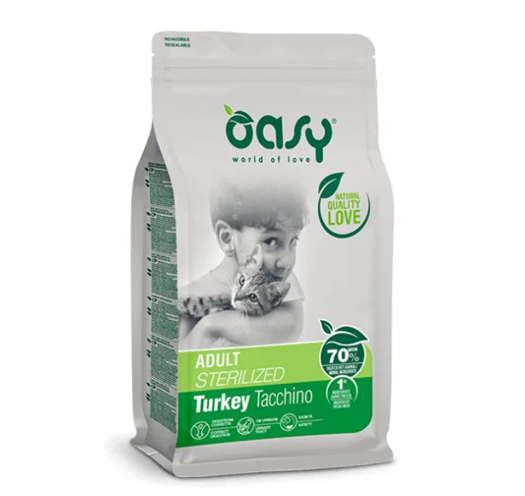 OASY DRY CAT ADULT STERILIZED TURKEY 1.5KG + 250 Gr