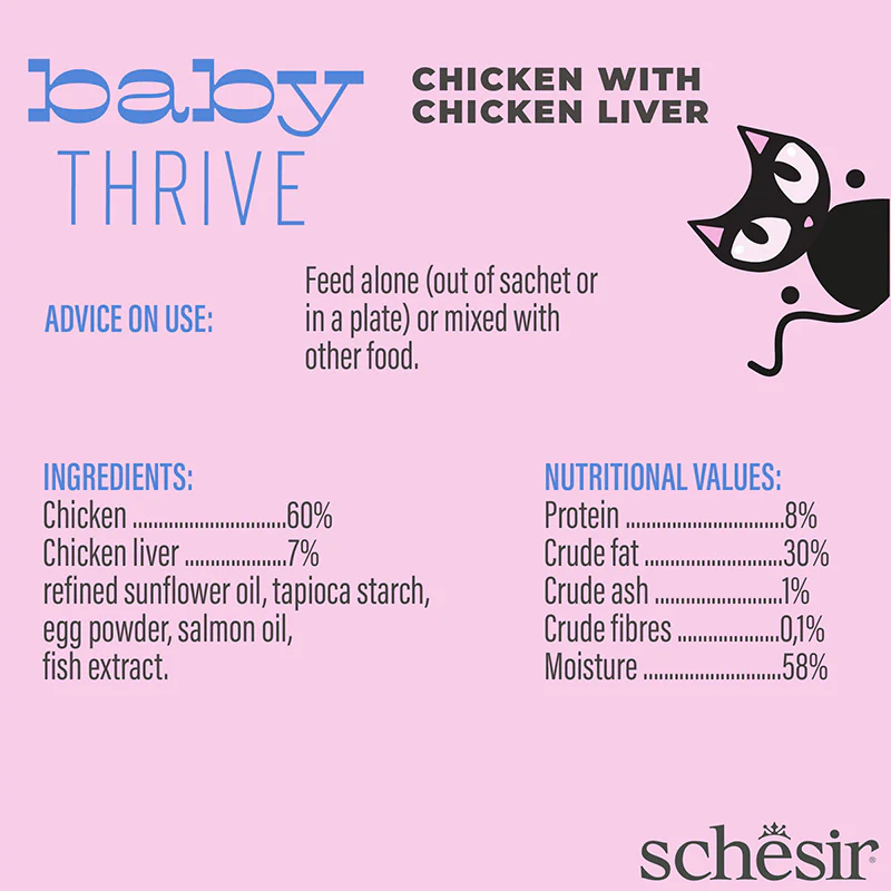 Schesir Thrive CHICKEN WITH CHICKEN LIVER IN CREAM 8g  20 POUCH