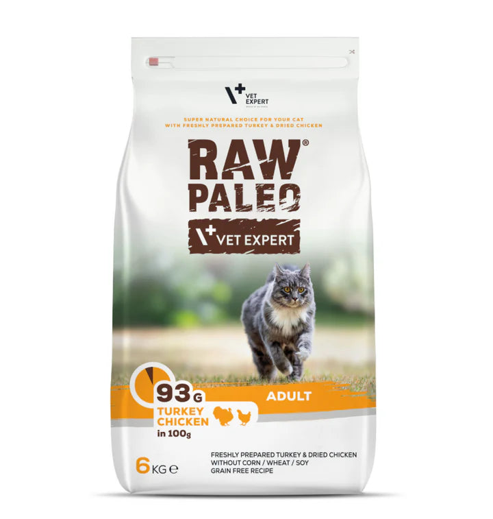 Vet Expert Raw Paleo with Turkey&Chicken for Adult Dry Cat Food 6kg
