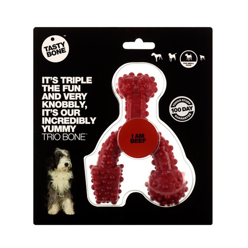 TastyBone Nylon Trio Bone Toy Dog, Beef Flavor