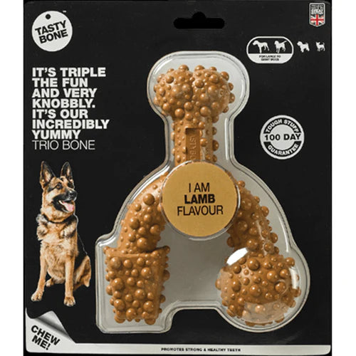 TastyBone Nylon Trio Bone Toy for Large Dogs, Lamb Flavor