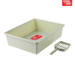 Urban Pets Cat Litter Tray with Scoop - Green - M Size, 38 x 28 x 10 cm