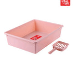 Urban Pets Cat Litter Tray with Scoop - Pink - M Size, 38 x 28 x 10 cm