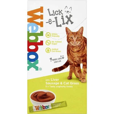 Webbox - Cat Treat - Lick-e-Lix Liver Sausage & Cat Grass 75g (5pcs)