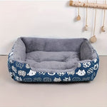 Super Soft Pet Bed Plush Blue Paw Print Cozy Indoor Cat Dog Cushion Small