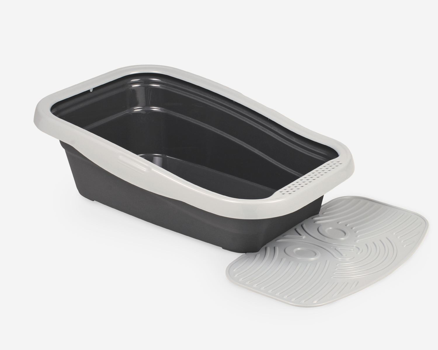Nella Kit Cat Litter Tray with Mat Grey 80 x 36.5 x 18 cm