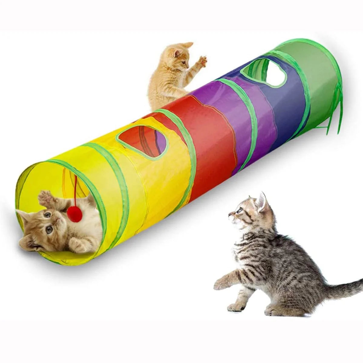 لعبة نفق القطط القابل للطي - لون قوس قزح