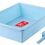 Cat Litter Tray with Scoop - Blue - M Size 38 x 28 x 10 cm