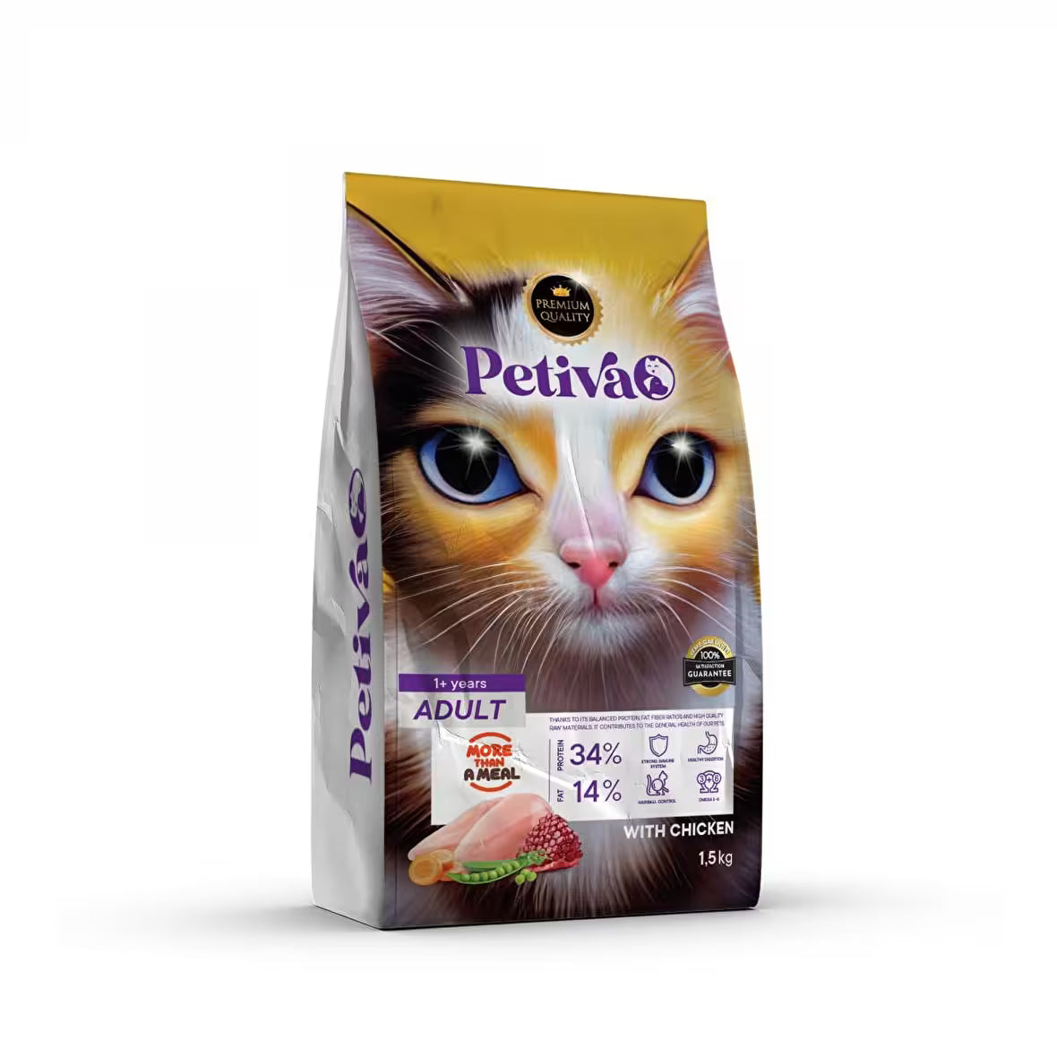 Petiva Adult Cat Food, Chicken Flavor, 1.5 kg