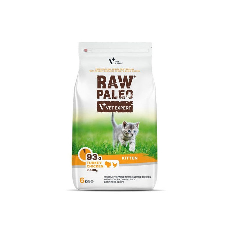 Vet Expert Raw Paleo with Turkey&Chicken for Kitten Dry Cat Food 6kg