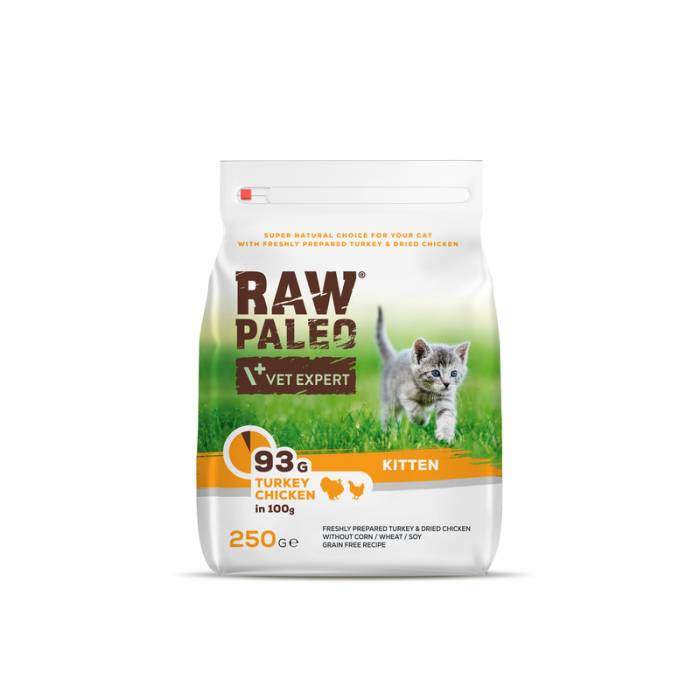 Raw Paleo Kitten dry food for kittens with turkey and chicken, 250 g