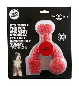 TastyBone Nylon Trio Bone Toy for Large Dogs, Beef Flavor