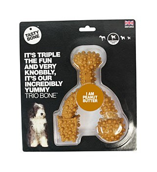 TastyBone Nylon Trio Bone Toy for Large Dogs, Peanut Butter Flavor