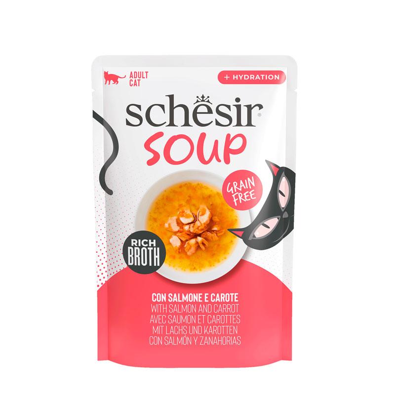 Schesir- Soup Pouch for Cats, Salmon with Carrots 40g