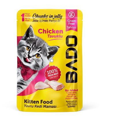 BADO WET KITTEN CAT FOOD CHUNKS WITH CHICKEN 85 GR