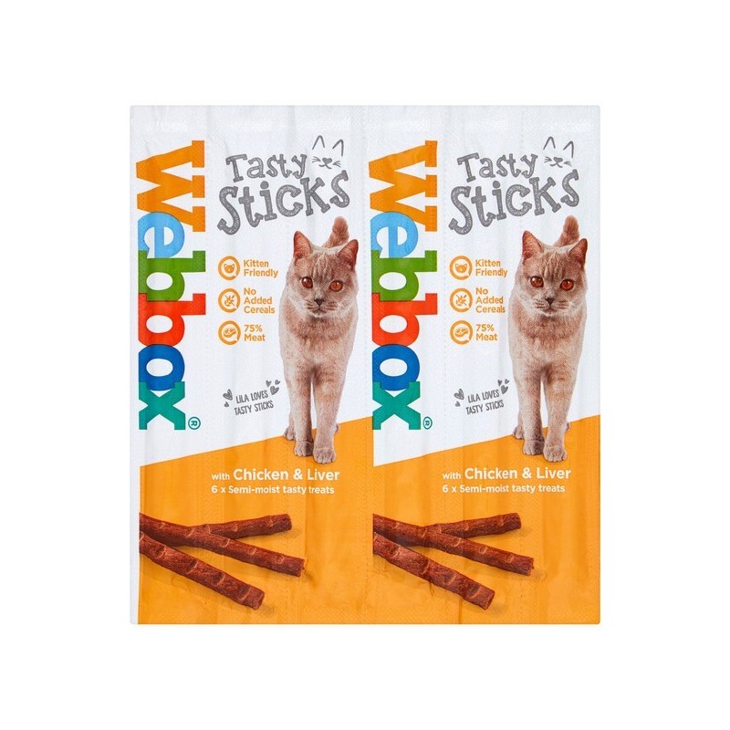 Webbox - Cat Treat - Tasty Sticks Chicken & Liver 30g (6 pcs)